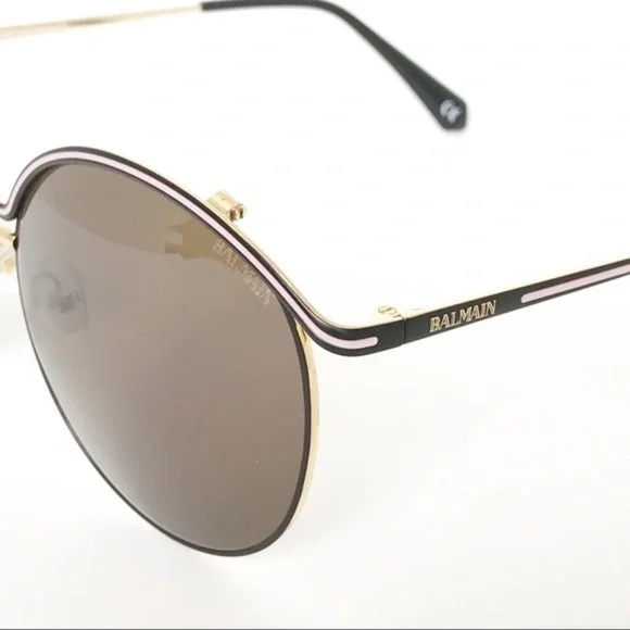 Balmain Round, Half-Rimmed Metal Sunglasses, NWT - www  display picture 3